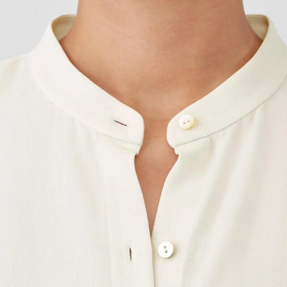 NWT EILEEN FISHER The System Bone Ecru Silk Crepe Button Up Sleeveless B… - Picture 9 of 10